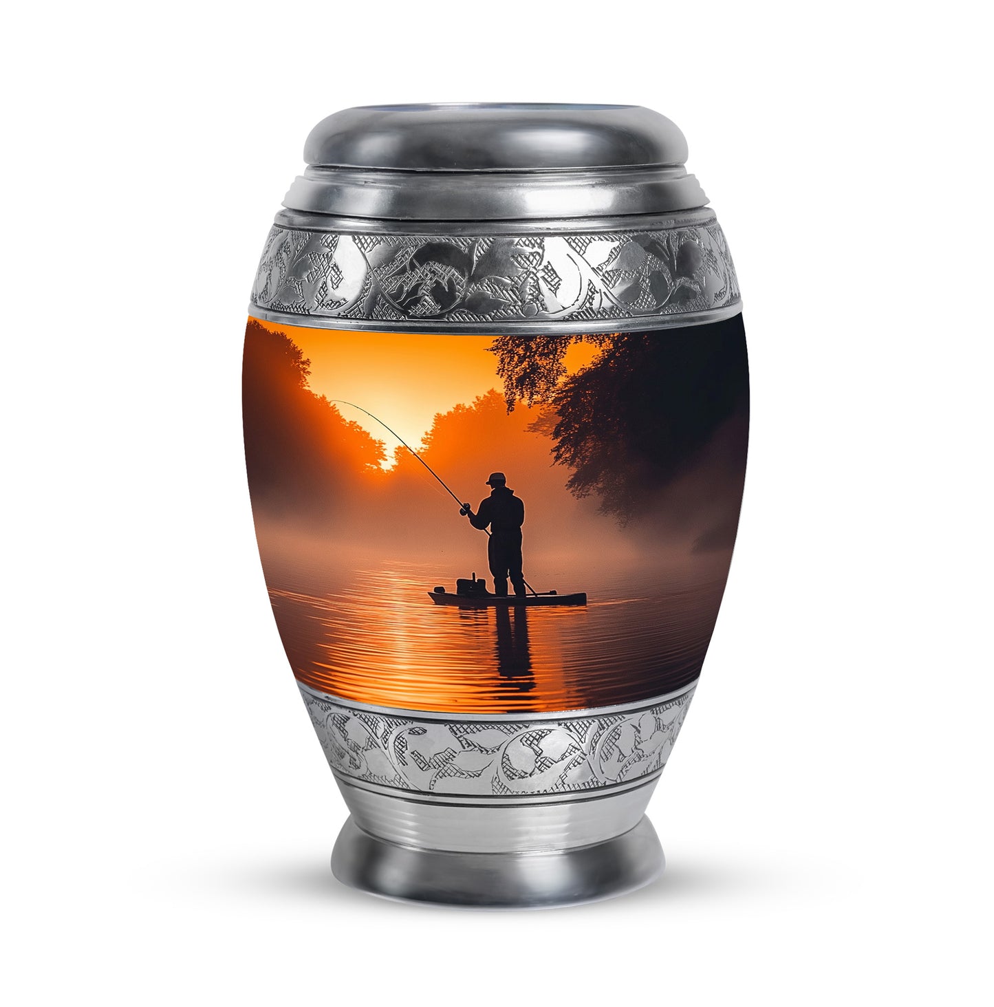 Personalized Fishing Cremation Urns - Wondrous Gold 10-inch, 200 cu in - Yatskia