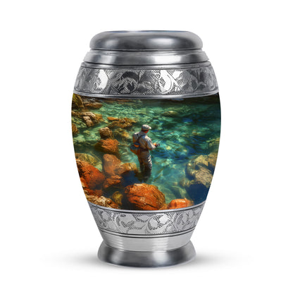 Personalized Green Fishing Cremation Urns for Ashes - Captivating 10-inch - Yatskia