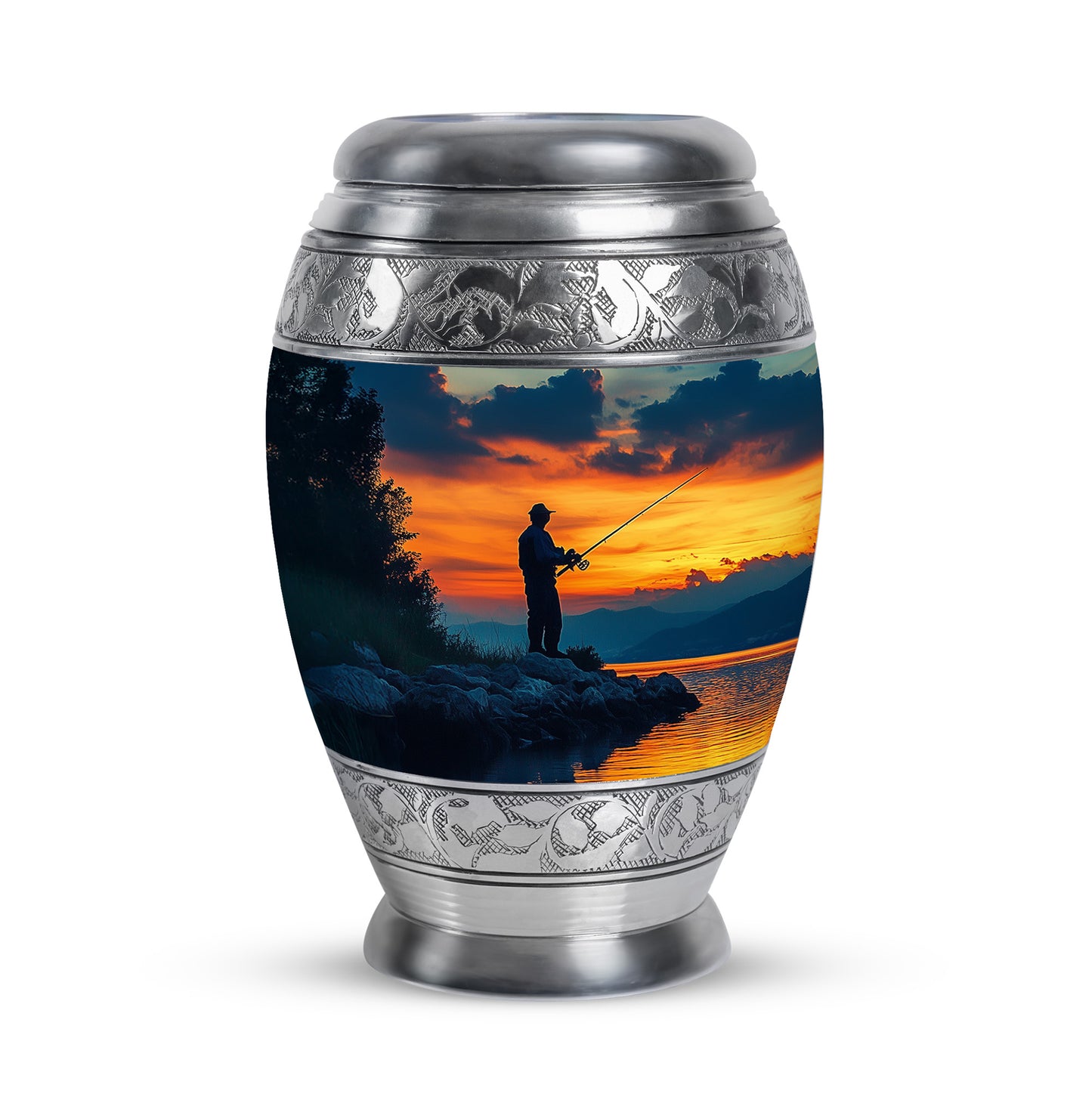 Personalized Fishing Cremation Urns - Eminent Blue 10-inch, 200 cu in - Yatskia