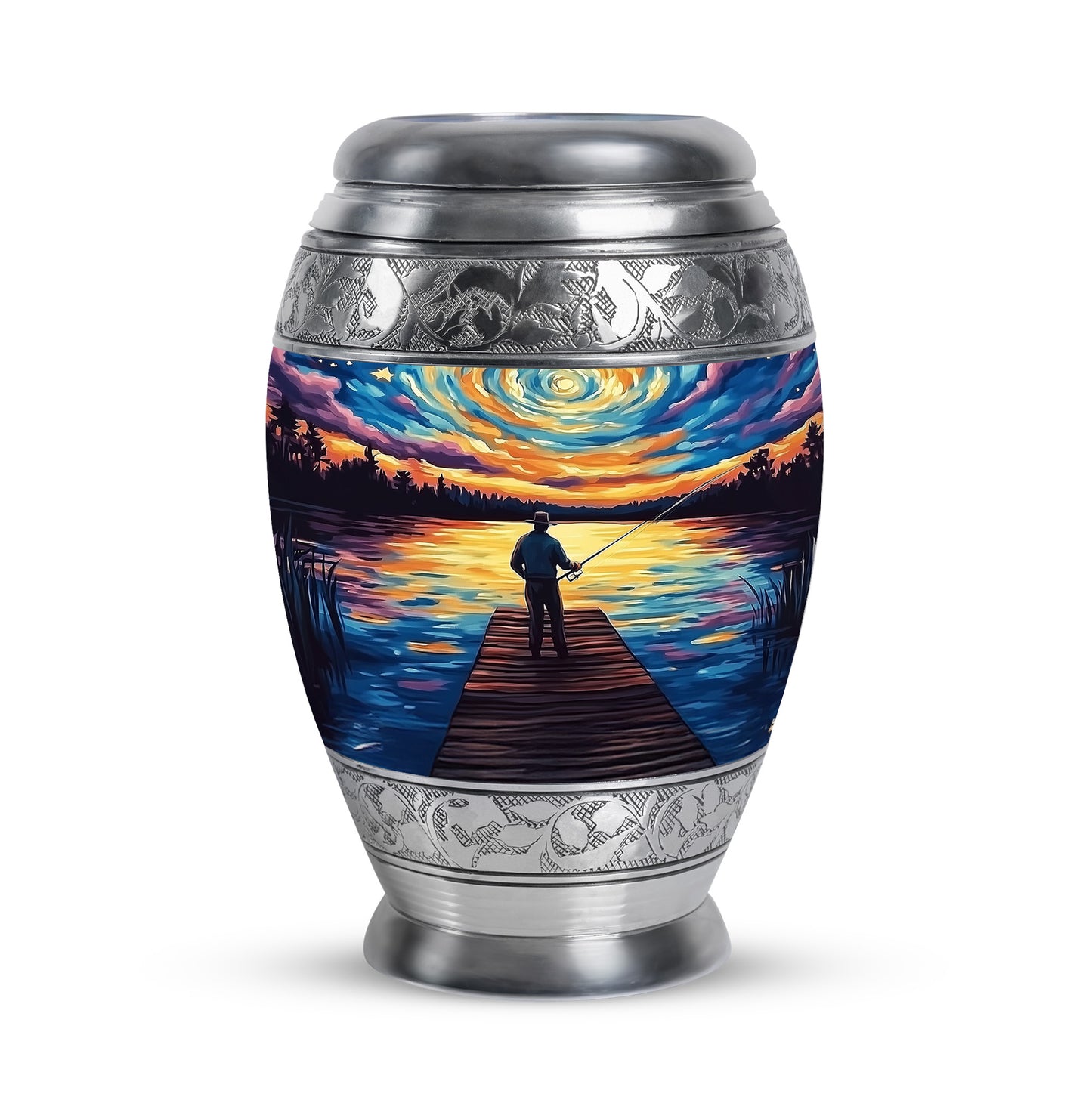 Remarkable Fishing Memorial Cremation Urns - Blue 10-inch, 200 cu in - Yatskia