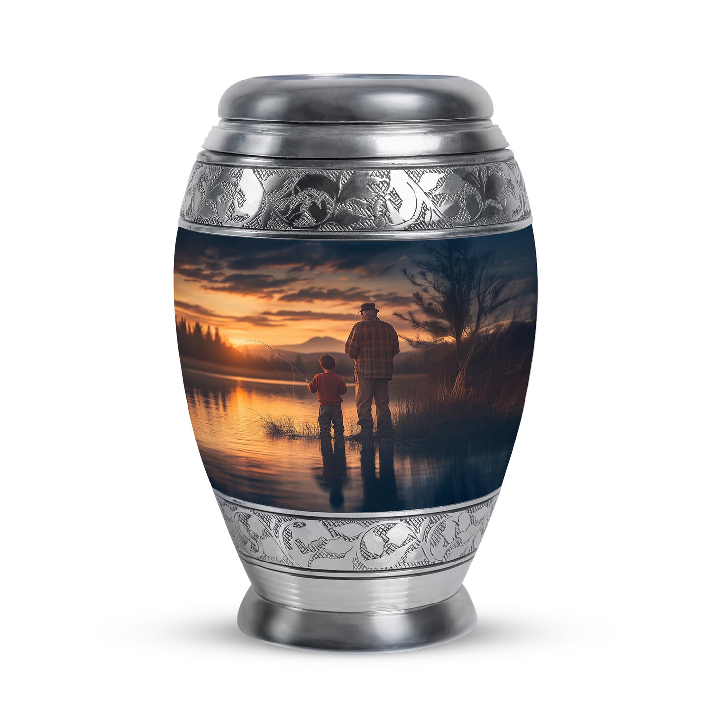 Radiant Fishing Memorial Cremation Urns - Blue 10-inch, 200 cu in - Yatskia
