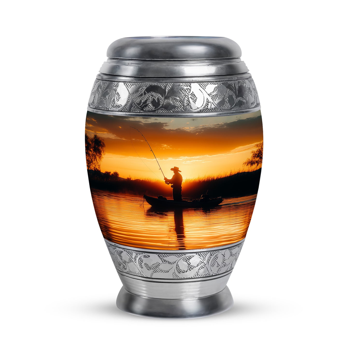 Personalized Elegant Fishing Cremation Urns - Gold 10-inch, 200 cu in - Yatskia