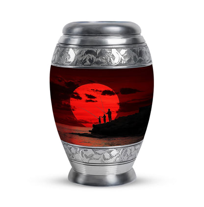 Harmonious Fishing Cremation Urns for Human Ashes - Red 10-inch - Yatskia