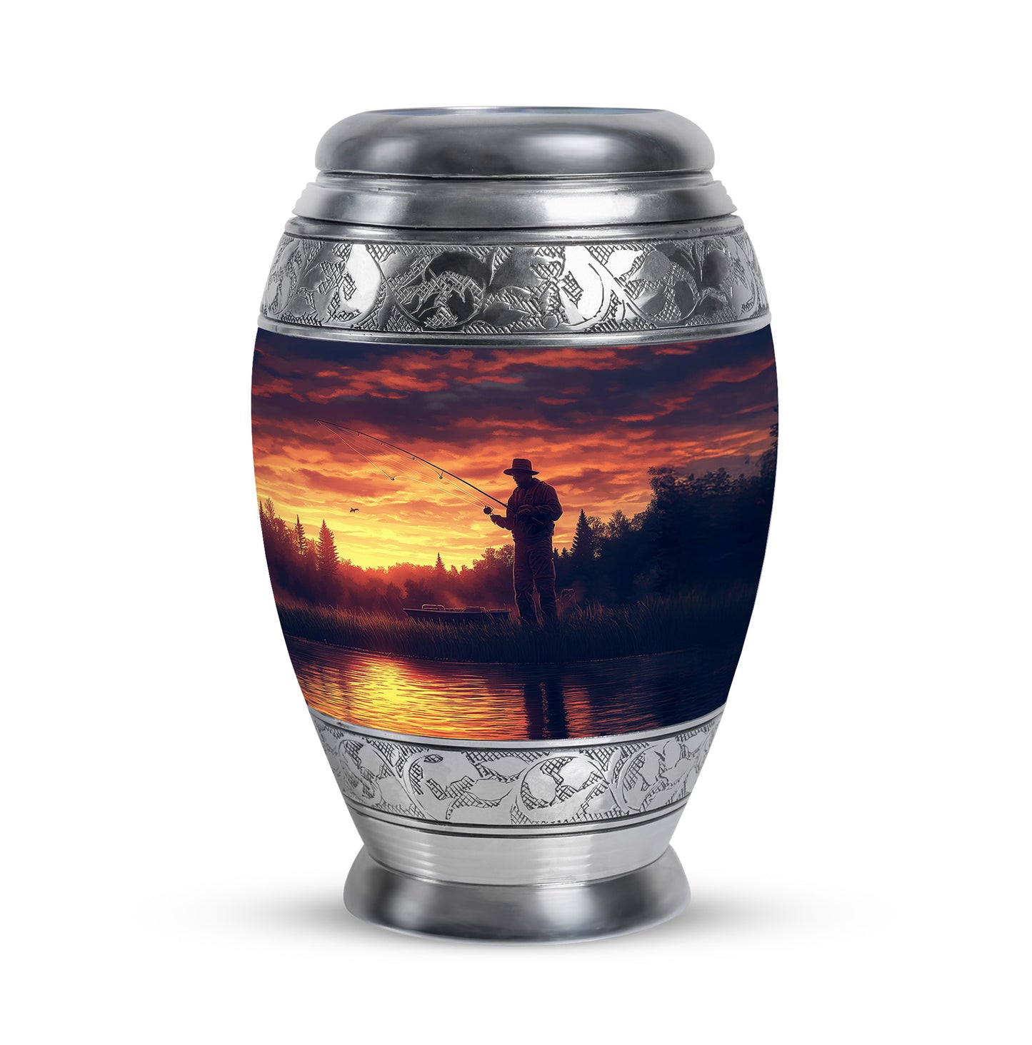 Personalized Fishing Cremation Urns - Tranquil Purple 10-inch, 200 cu in - Yatskia
