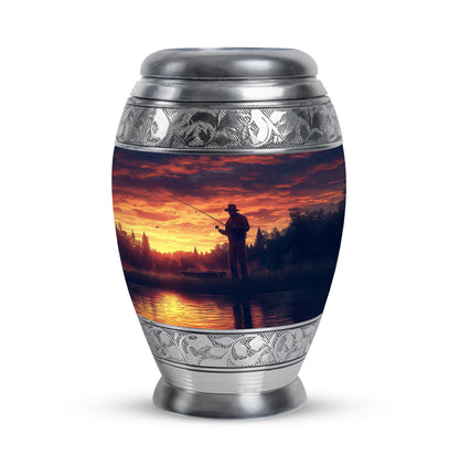 Personalized Fishing Cremation Urns - Tranquil Purple 10-inch, 200 cu in - Yatskia
