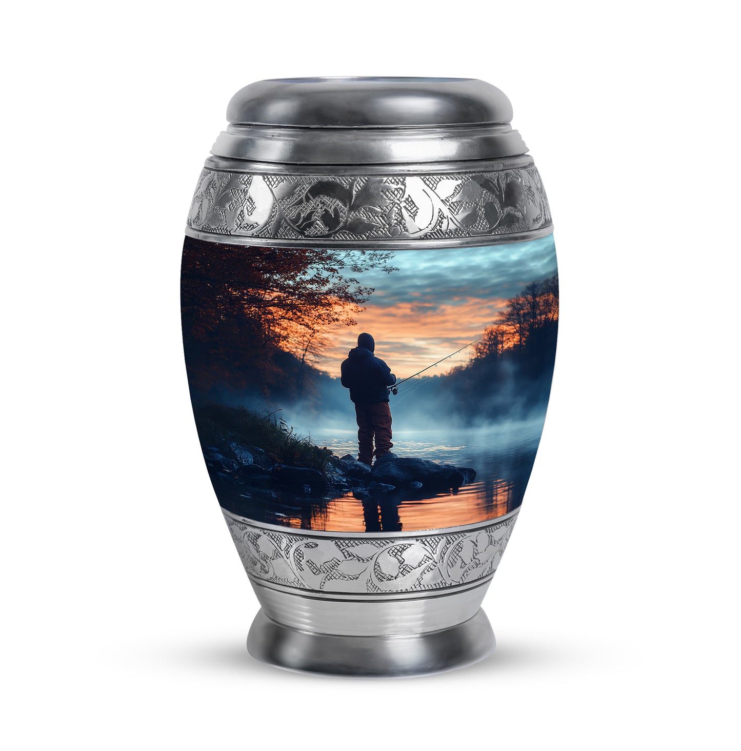 Personalized Fishing Cremation Urns - Eminent Blue 10-inch, 200 cu in - Yatskia