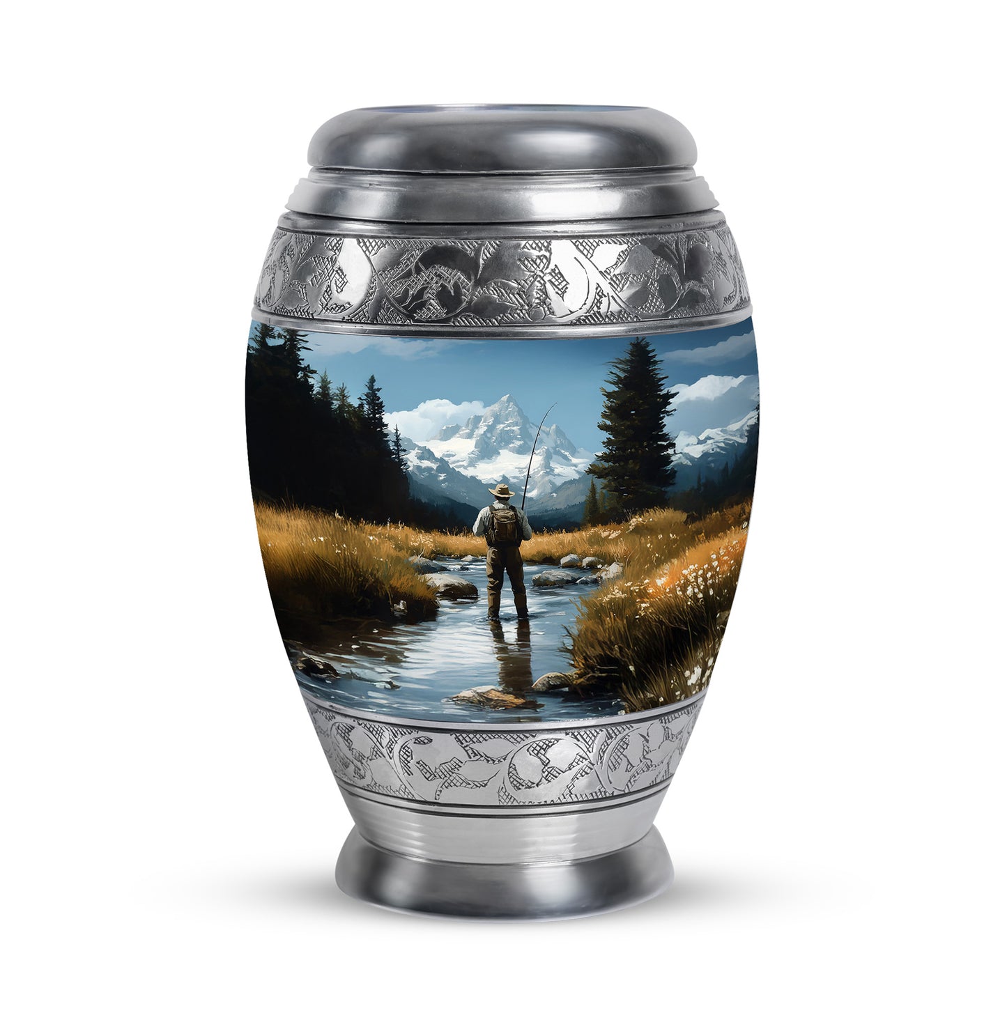 Blue Fishing Cremation Urns - Imperial Devotion 10-inch, 200 cu in - Yatskia