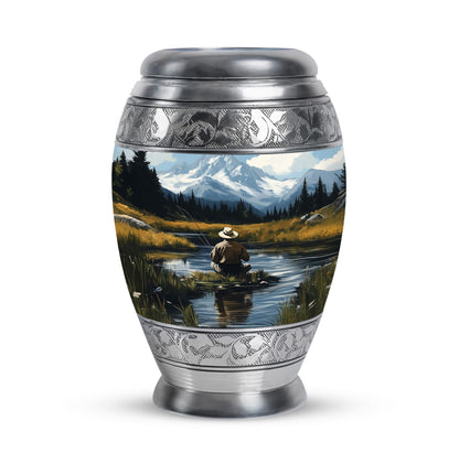 Personalized Fishing Cremation Urns - Pristine Blue 10-inch, 200 cu in - Yatskia