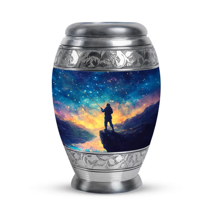 Divine Blue Fishing Cremation Urn for Ashes - 10-inch, 200 cu in - Yatskia