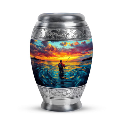 Personalized Fishing Cremation Urns - Pristine Teal 10-inch, 200 cu in - Yatskia