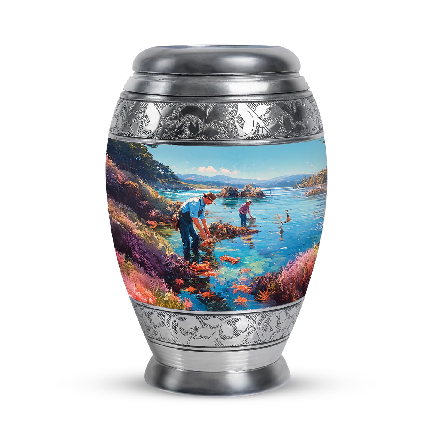 Blessed Fishing Cremation Urns for Human Ashes - Teal 10-inch - Yatskia