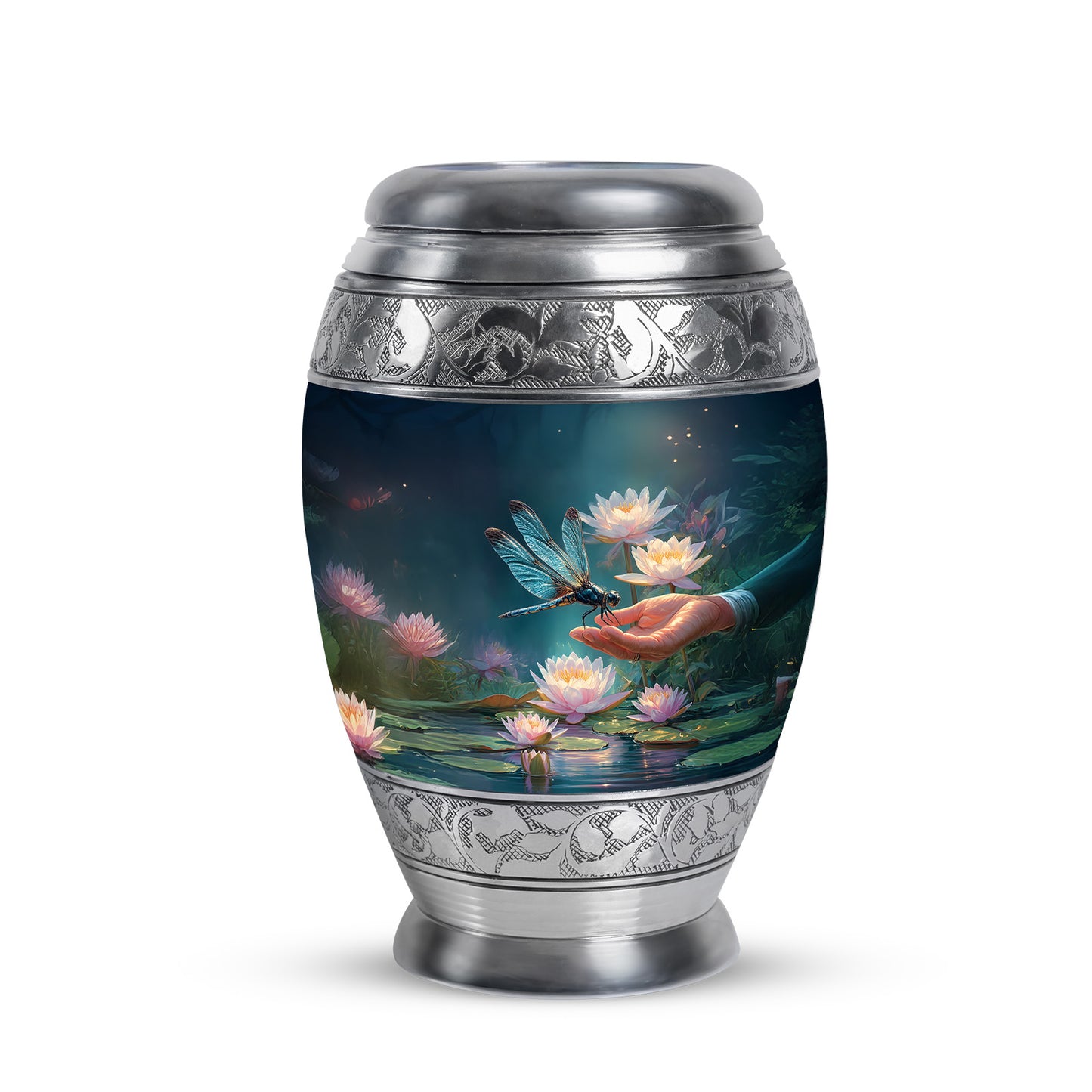 Personalized Refined Dragonfly Cremation Urns - Blue 10-inch, 200 cu in - Yatskia