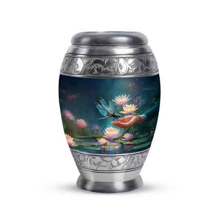 Personalized Refined Dragonfly Cremation Urns - Blue 10-inch, 200 cu in - Yatskia