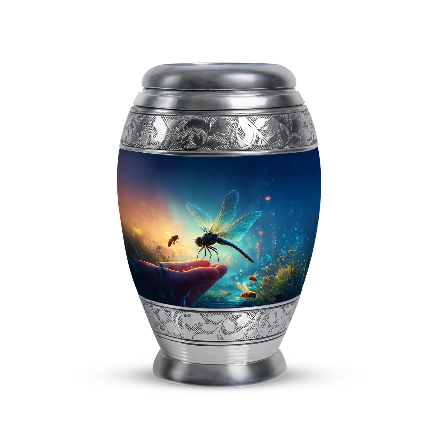 Personalized Blue Dragonfly Cremation Urns for Ashes - Transcendent 10-inch - Yatskia