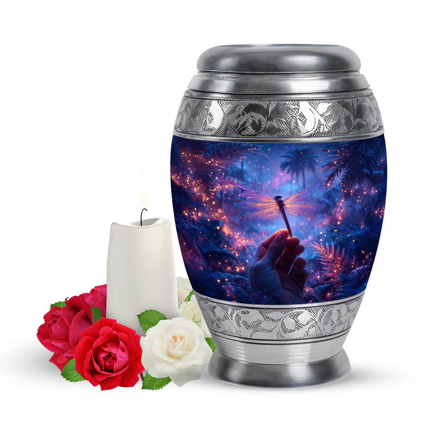Personalized Eternal Dragonfly Cremation Urns - Blue 10-inch, 200 cu in - Yatskia