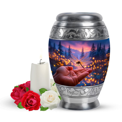 Distinguished Blue Dragonfly Cremation Urn for Ashes - 10-inch, 200 cu in - Yatskia