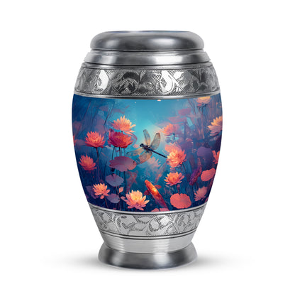 Personalized Teal Sovereign Dragonfly Cremation Urns for Human Ashes - 10-inch, 200 cu in - Yatskia