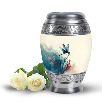 Personalized Seraphic Dragonfly Cremation Urns - White 10-inch, 200 cu in - Yatskia