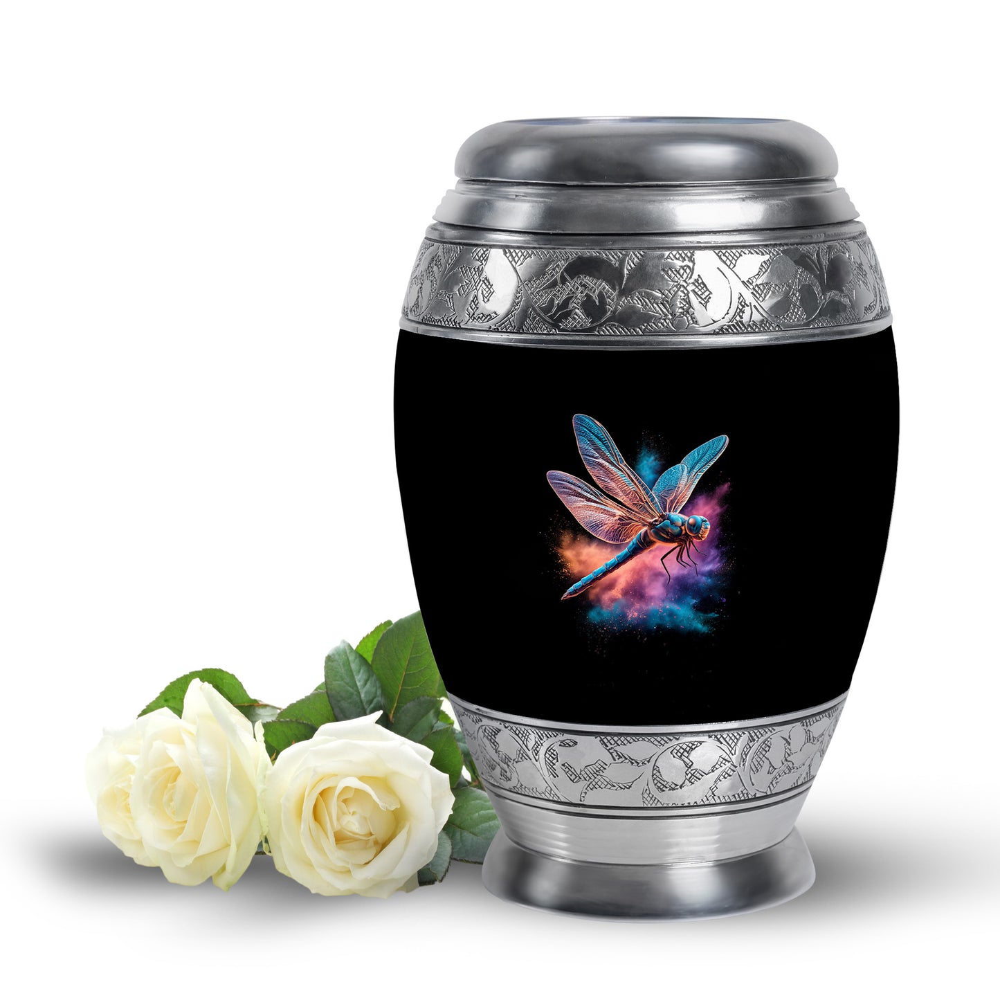 Timeless Black Dragonfly Cremation Urn for Ashes - 10-inch, 200 cu in - Yatskia