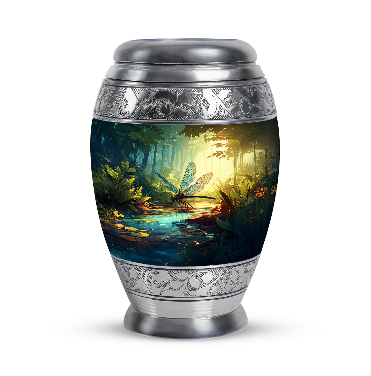 Divine Teal Dragonfly Cremation Urn for Ashes - 10-inch, 200 cu in - Yatskia