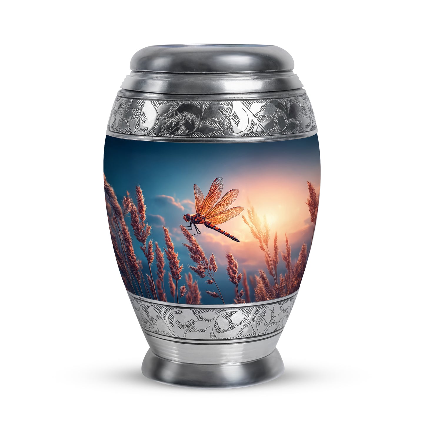 Blue Breathtaking Dragonfly Memorial Urn for Ashes - 10-inch, 200 cu in - Yatskia