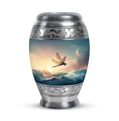 Personalized Dragonfly Cremation Urns - Soothing Gray 10-inch, 200 cu in - Yatskia