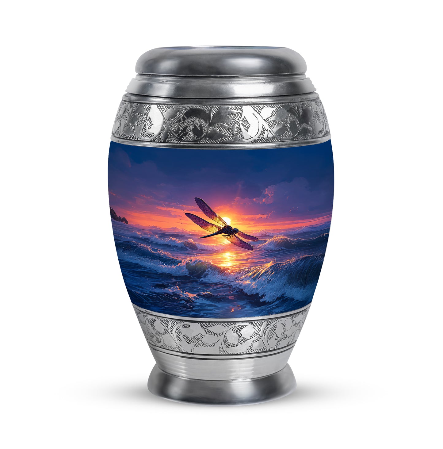Personalized Dragonfly Cremation Urns - Pristine Blue 10-inch, 200 cu in - Yatskia