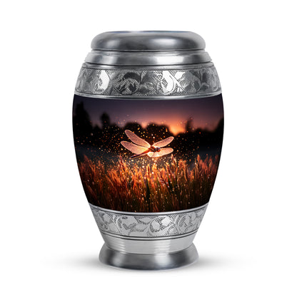 Radiant Dragonfly Memorial Cremation Urns - Pink 10-inch, 200 cu in - Yatskia