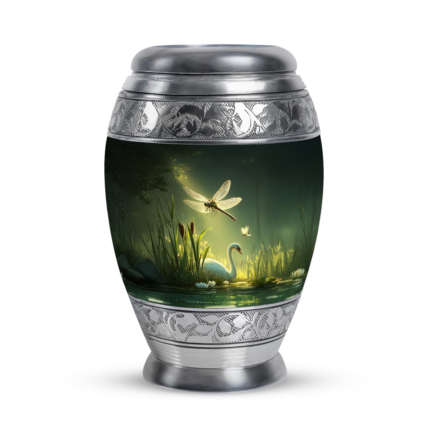 Green Sacred Dragonfly Cremation Urns for Human Ashes - 10-inch, 200 cu in - Yatskia