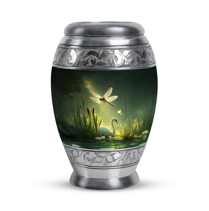 Green Sacred Dragonfly Cremation Urns for Human Ashes - 10-inch, 200 cu in - Yatskia