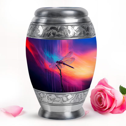 Blue Breathtaking Dragonfly Memorial Urn for Ashes - 10-inch, 200 cu in - Yatskia