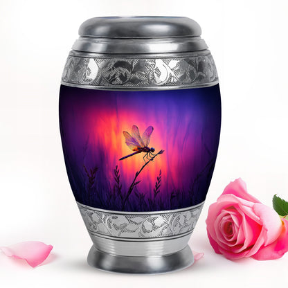 Purple Sacred Dragonfly Cremation Urns for Human Ashes - 10-inch, 200 cu in - Yatskia