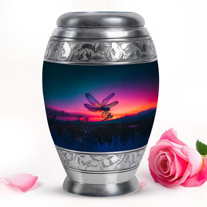 Timeless Blue Dragonfly Cremation Urn for Ashes - 10-inch, 200 cu in - Yatskia