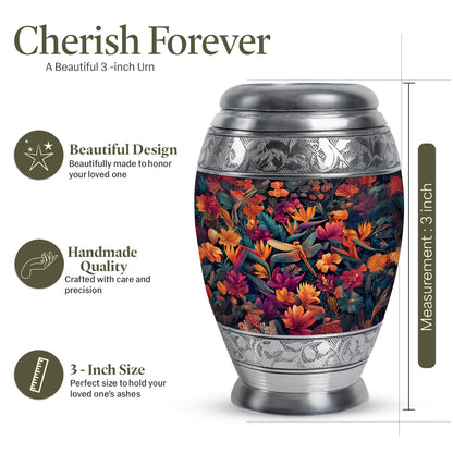 Sky Blue Dragonfly Cremation Urn lifestyle display on memorial shelf - regal dragonfly design with crown-inspired accents - mini keepsake memorial for portion of cremation ashes