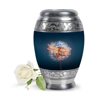 Graceful Blue Dragonfly Keepsake Urn for Human Ashes - 10-inch, 200 cu in - Yatskia