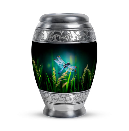 Teal Dragonfly Cremation Urns - Opulent Comfort 10-inch, 200 cu in - Yatskia