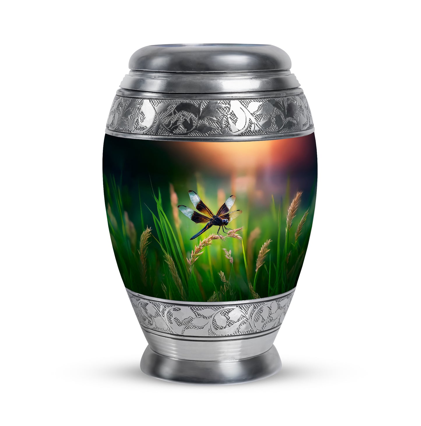 Personalized Dragonfly Cremation Urns - Eminent Teal 10-inch, 200 cu in - Yatskia