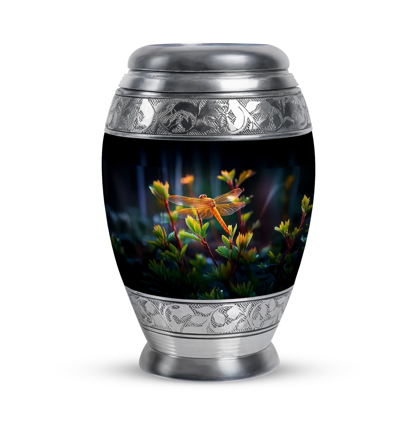 Personalized Black Cherished Dragonfly Cremation Urns for Human Ashes - 10-inch, 200 cu in - Yatskia