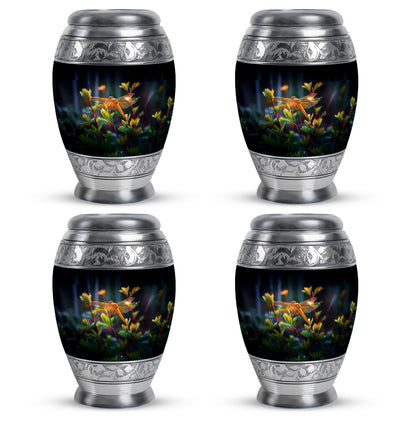 Rich Black Dragonfly Cremation Urn urn with complimentary velvet bag - regal dragonfly design with crown-inspired accents - 10 inch aluminum urn for cremated remains