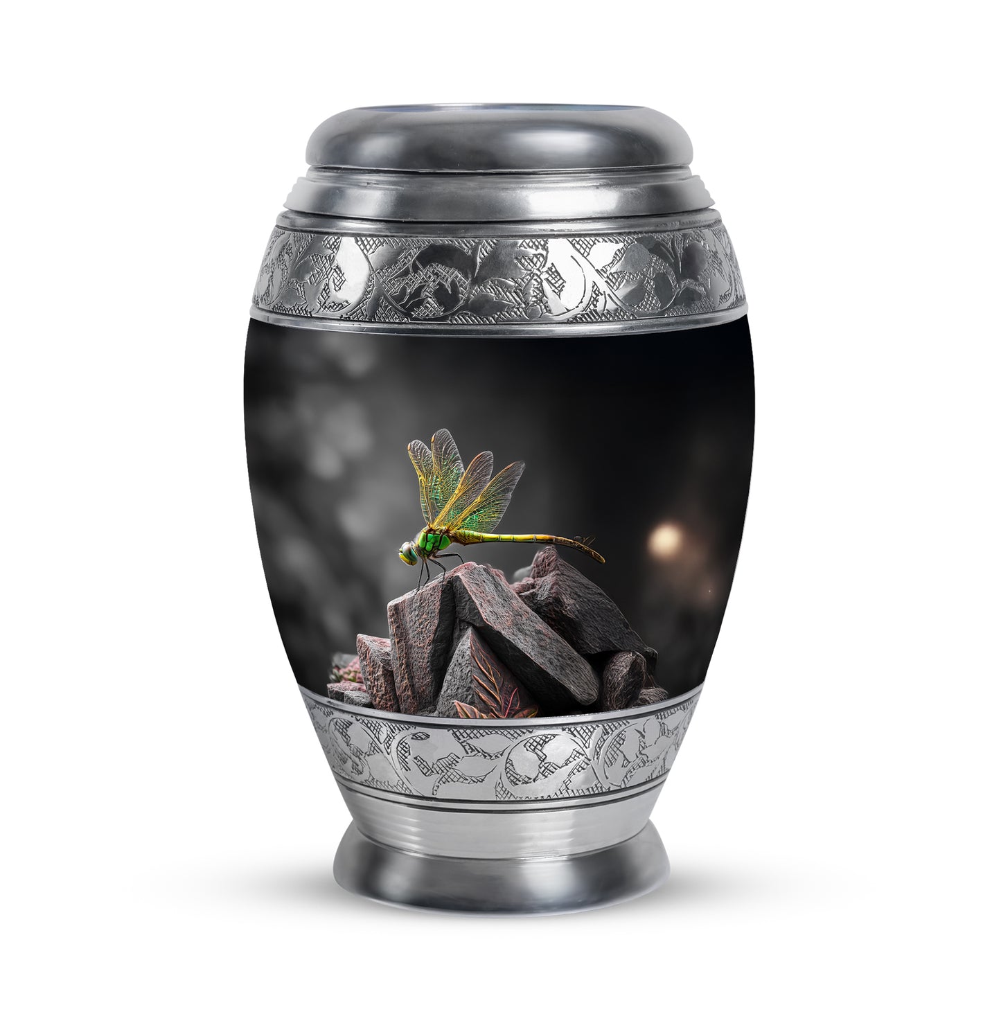 Personalized Eternal Dragonfly Cremation Urns - Black 10-inch, 200 cu in - Yatskia