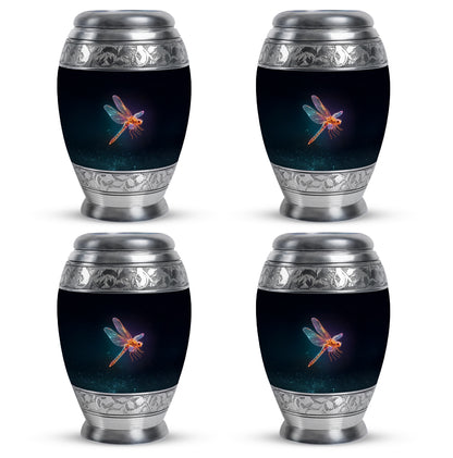 Ebony Dragonfly Cremation Urn urn with complimentary velvet bag - regal dragonfly design with crown-inspired accents - 10 inch aluminum urn for cremated remains