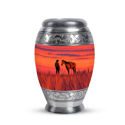 Personalized Red Cowboy Cremation Urns for Ashes - Transcendent 10-inch - Yatskia