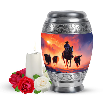 Personalized Elegant Cowboy Cremation Urns - Purple - Yatskia