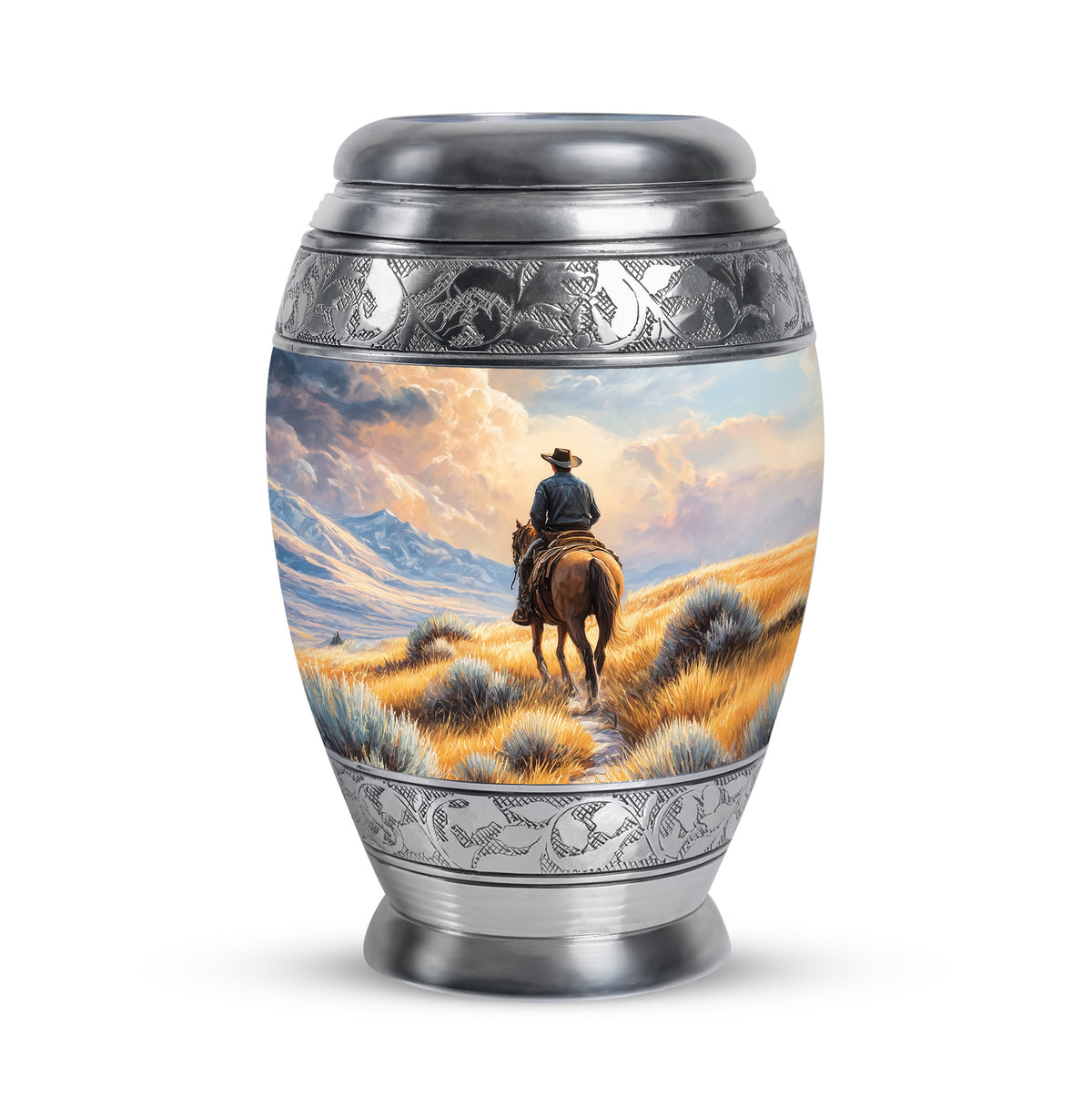 Gold Treasured Cowboy Cremation Urns for Human Ashes - Yatskia
