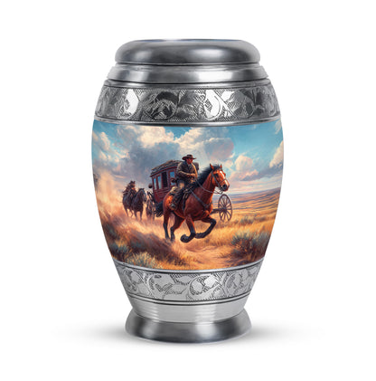 Ethereal Cowboy Memorial Cremation Urns - Blue 10-inch, 200 cu in - Yatskia