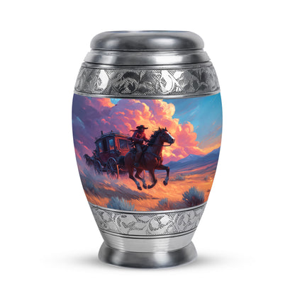 Personalized Blue Cowboy Cremation Urns for Ashes - Peaceful 10-inch - Yatskia