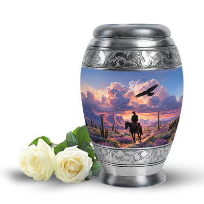 Personalized Cowboy Cremation Urns - Pristine Blue - Yatskia