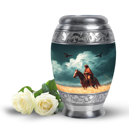 Illustrious Cowboy Memorial Cremation Urns - Teal - Yatskia