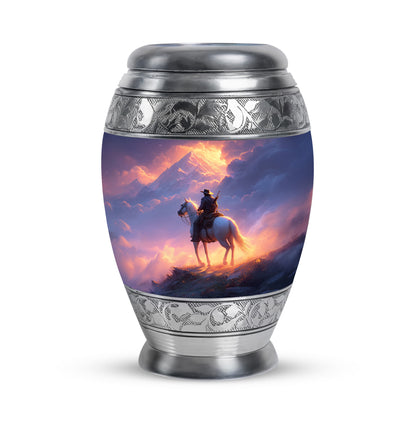 Graceful Red Cowboy Resting Place Urn for Human Ashes - 10-inch, 200 cu in - Yatskia