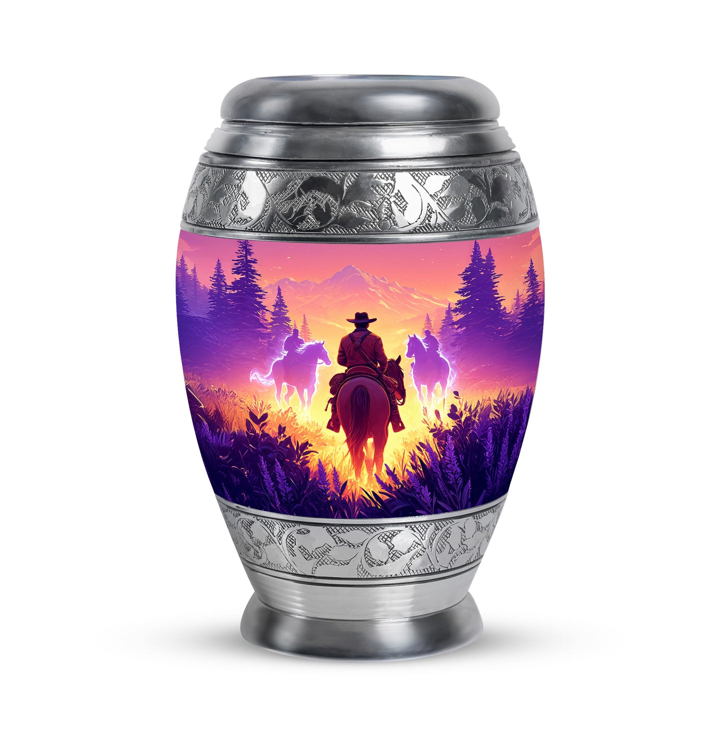 Inspiring Pink Cowboy Comfort Urn for Human Ashes - 10-inch, 200 cu in - Yatskia